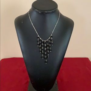 Black stone and silver necklace